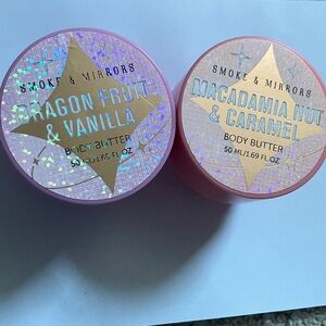 Smoke & Mirrors Body Butter x2 Dragon Fruit Vanilla & Macadamia Nut Caramel NEW